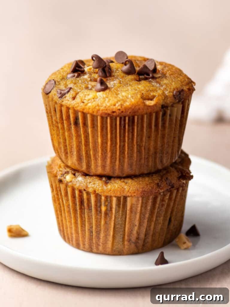 Morning Banana Bliss 4 2 banana bread muffins stacked on top of one another