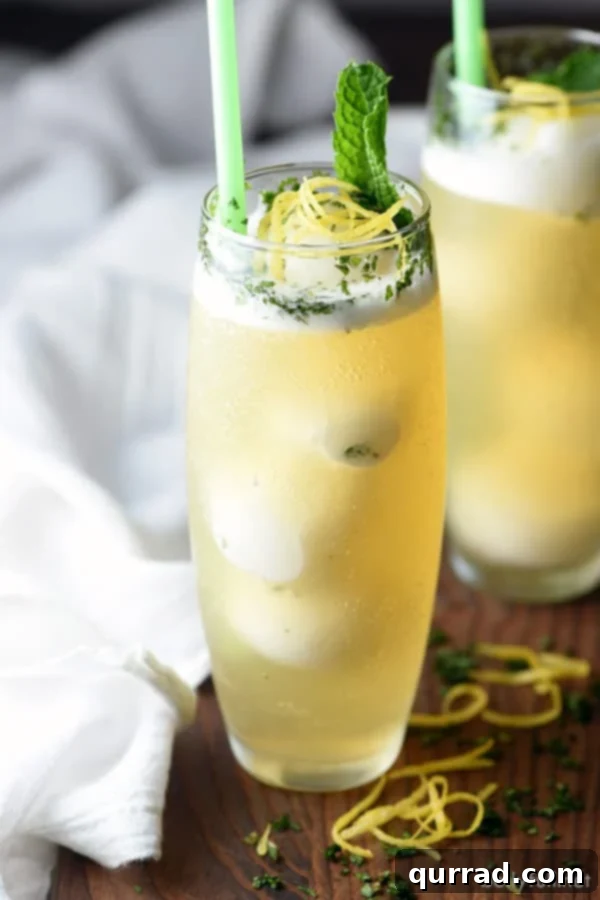 Sunshine Peach Fizz 2 The ultimate refreshing summer drink: Lemon Peach Fizz, a delightful blend of sweet peach and zesty lemon, perfect for any gathering or a relaxing evening.