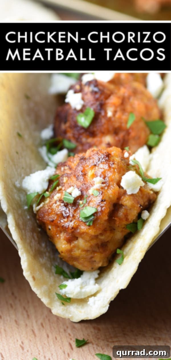 Finished Chicken Chorizo Meatballs served with corn tortillas and fresh toppings. #meatballs #meatballrecipes #mexicanrecipes #groundchicken #chorizo
