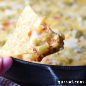 Classic Chile Relleno casserole in dip form! Easily doubles in a bigger skillet to feed more people. Great for game day!