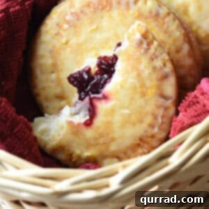 cranberry hand pie broken in half