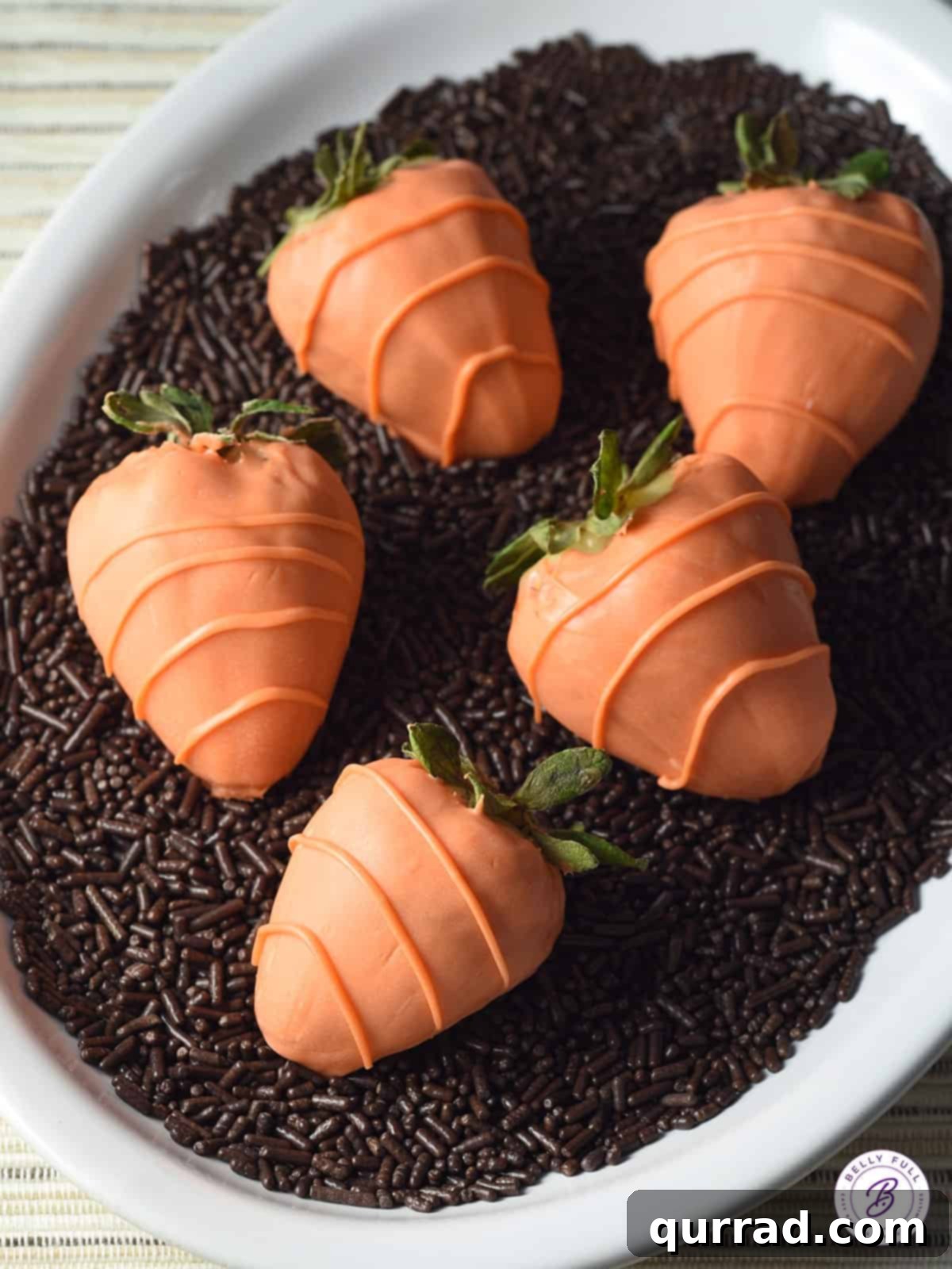 Bring a burst of springtime color to your dessert table with these delightful and easy-to-make Chocolate Strawberry Carrots, perfect for any festive gathering! Vibrant orange chocolate coated strawberry carrots arranged artfully on a platter