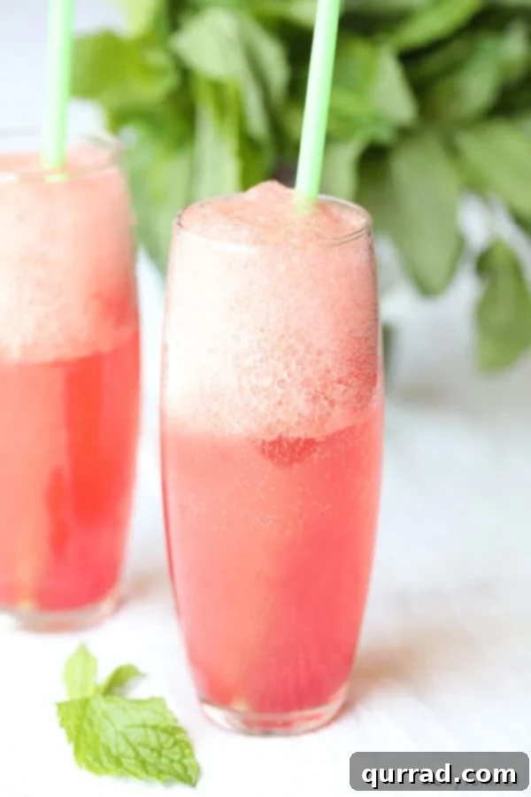 Homemade Watermelon-Mint Soda in glass