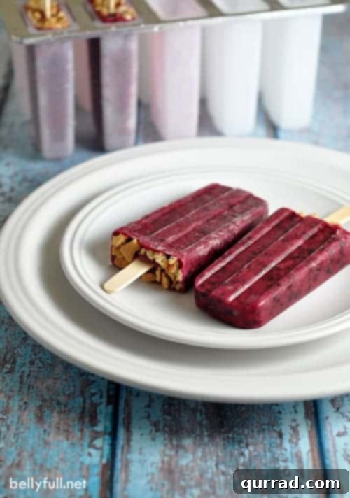 These homemade Blackberry Cheesecake Popsicles are delicious blackberry popsicles that resemble creamy cheesecake with a graham cracker crust! Homemade Blackberry Cheesecake Popsicles: Delicious Cheesecake Pops with Graham Cracker Crust!