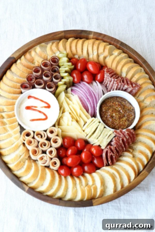 Host memorable gatherings with a Mini Deli Sandwich Charcuterie Board - simple, interactive, and flavorful! #CharcuterieBoard #DeliSandwichBoard #PartyFood Mini Deli Sandwich Charcuterie Board, easy to make for entertaining