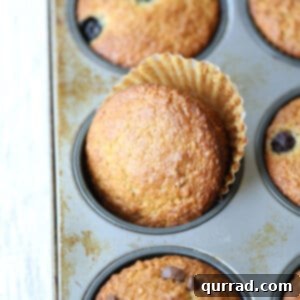 Close up view of a freshly baked bran muffin nestled in a muffin tin, highlighting its texture.