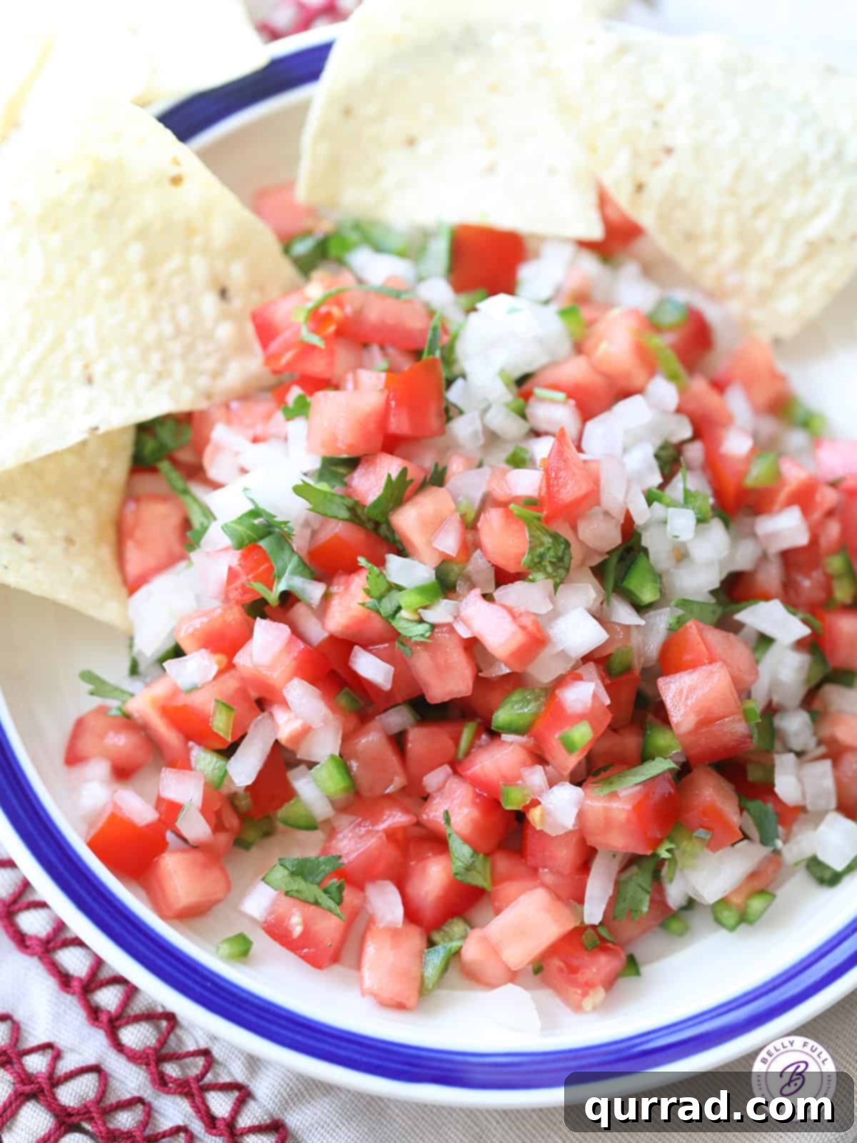 Fresh Tomato Salsa 2 Pico de Gallo in a bowl with tortilla chips, ready to be served