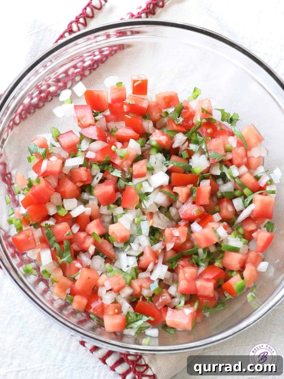 Fresh Tomato Salsa 4 Diced tomatoes, onion, jalapenos, and cilantro mixed together in a bowl