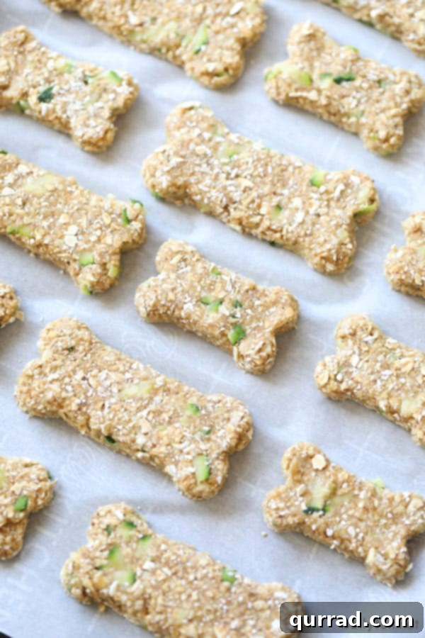 Baked homemade dog treats cooling on a baking sheet