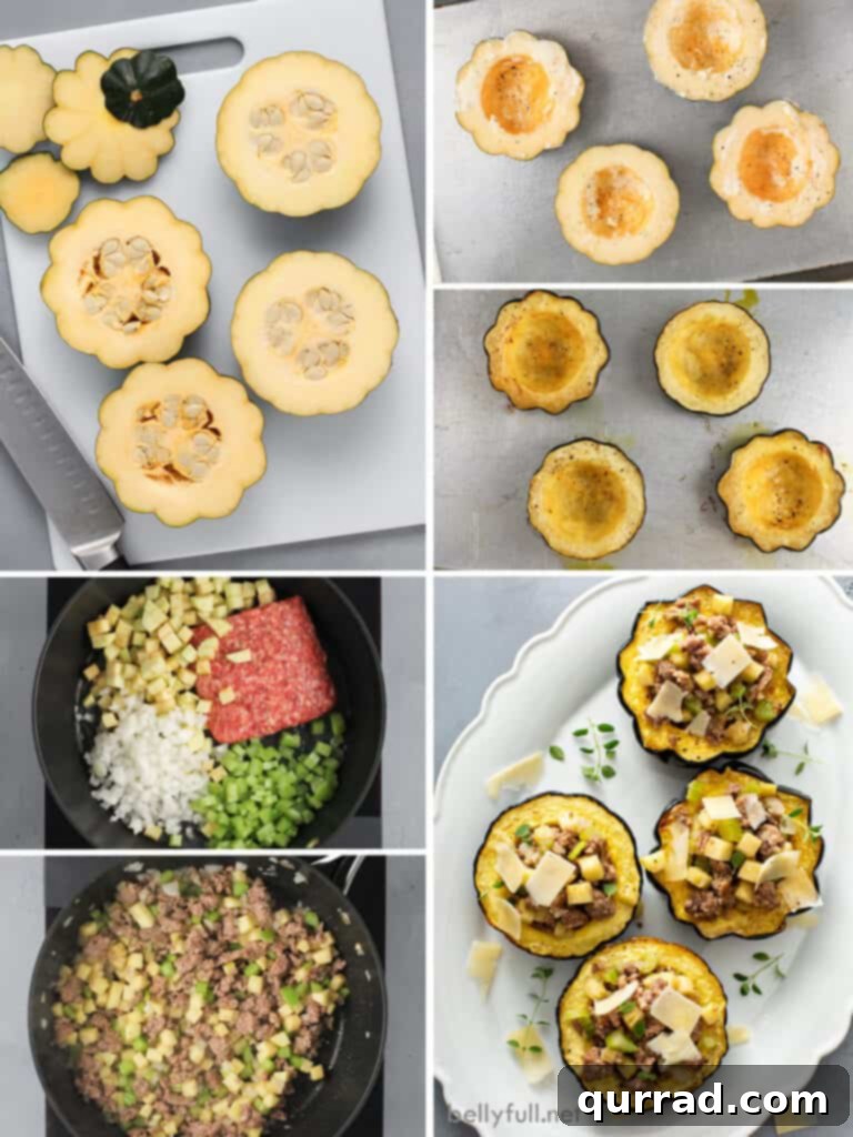 Autumn Sausage Stuffed Squash Boats 4 how to make sausage stuffed acorn squash