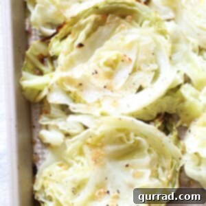 Roasted cabbage on baking tray