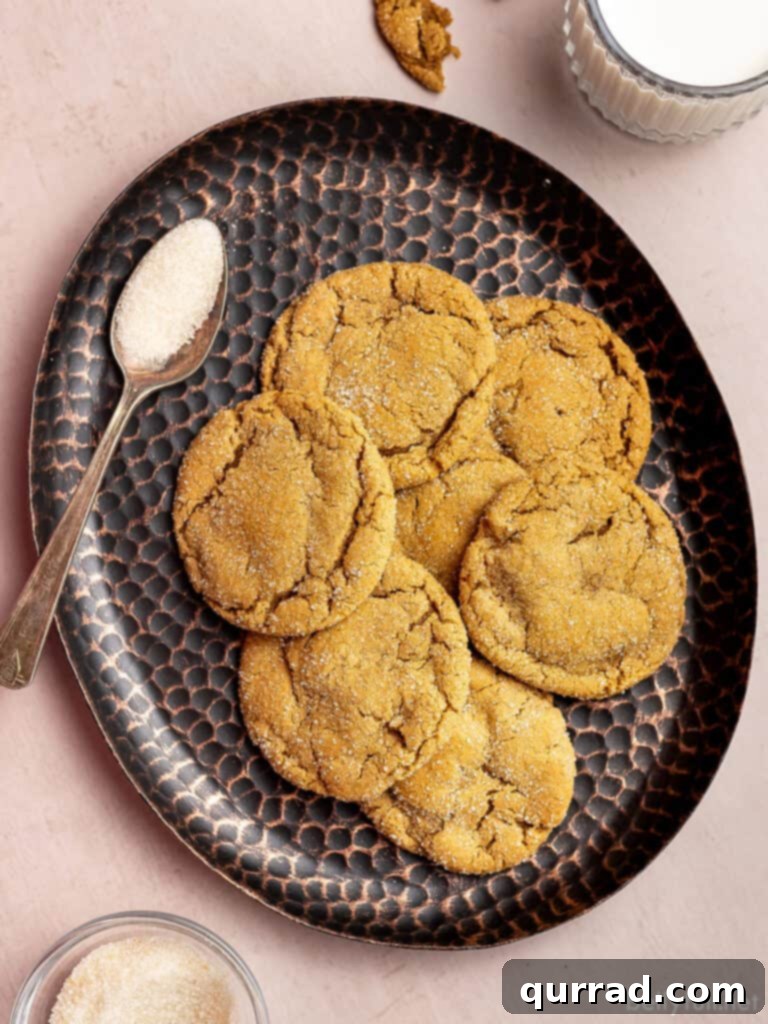 Spiced Molasses Chews 4 overhead pile of molasses cookies on serving plate