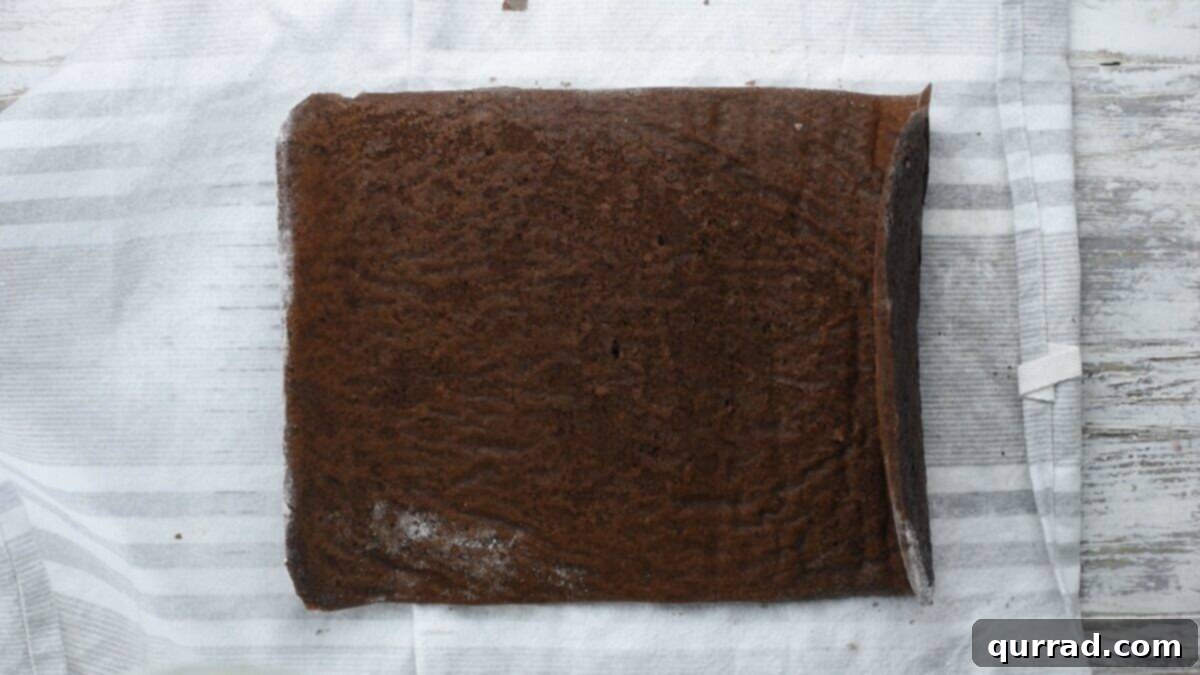 Decadent Chocolate Log 11 Chocolate cake unrolled.