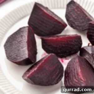 roasted beets cut into wedges on a plate