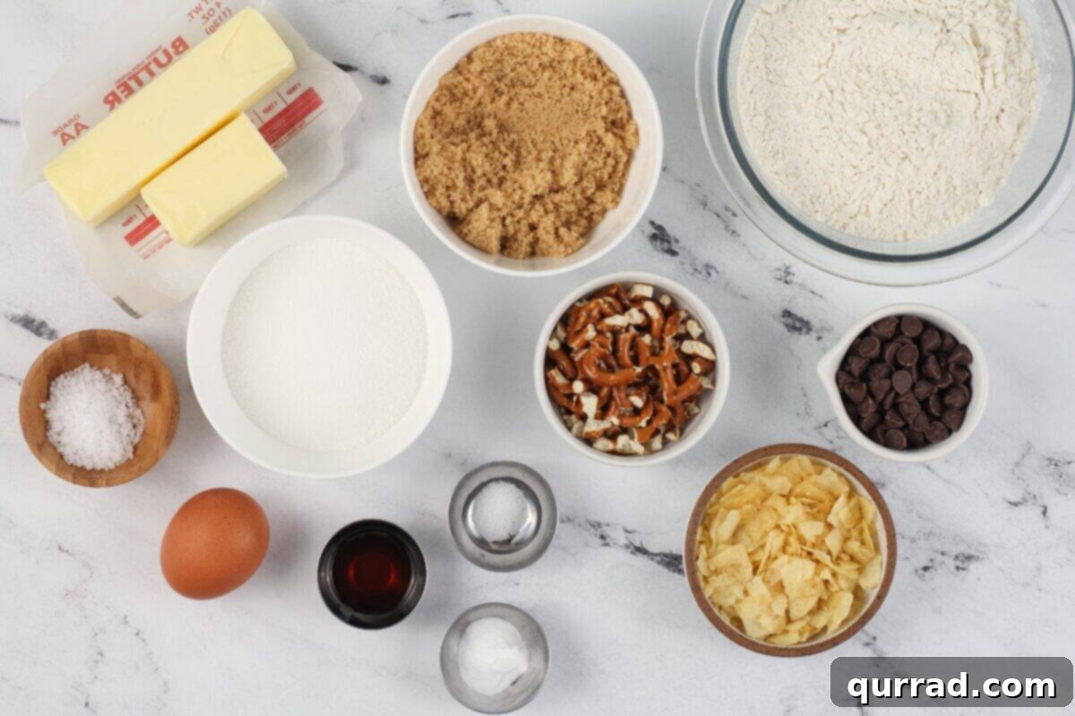 Ingredients to make kitchen sink cookies. 