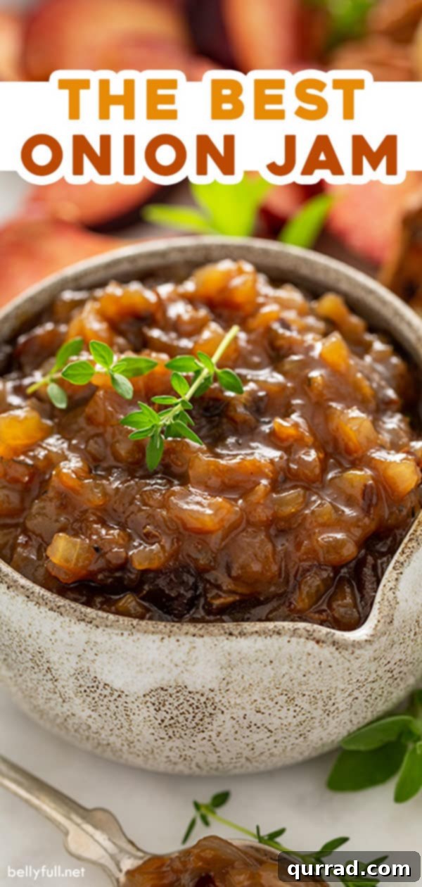 pin for homemade prune onion jam recipe showing it artfully arranged with crackers and cheese for sharing.
