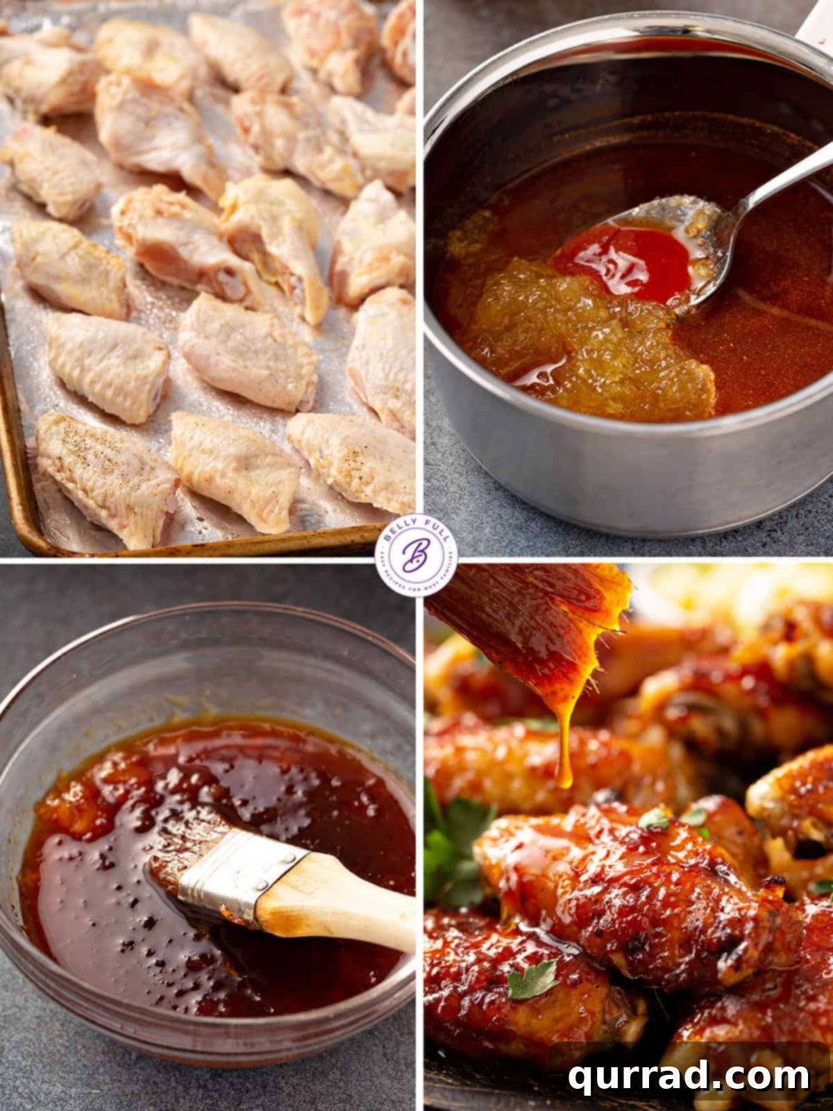 Step-by-step image collage showing how to prepare Caribbean baked chicken wings