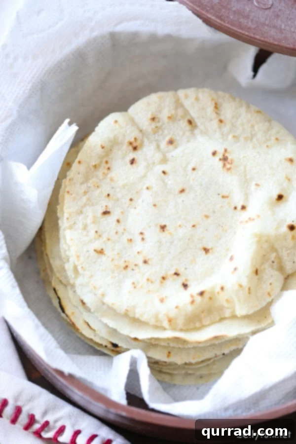 Crafting Perfect Corn Tortillas at Home 6 overhead picture of stacked corn tortillas