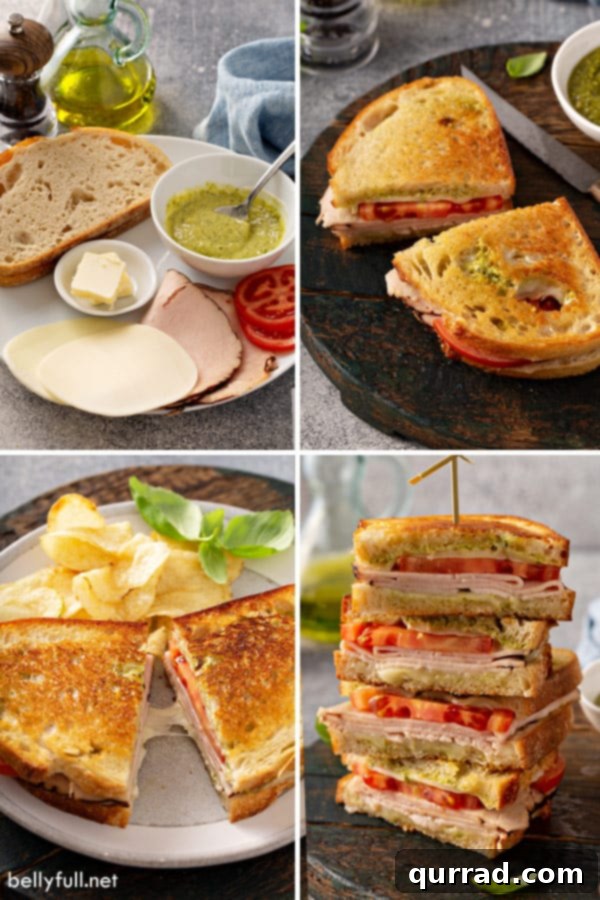 Elevate Your Grilled Cheese Game 4 Step-by-step assembly of a pesto grilled cheese sandwich