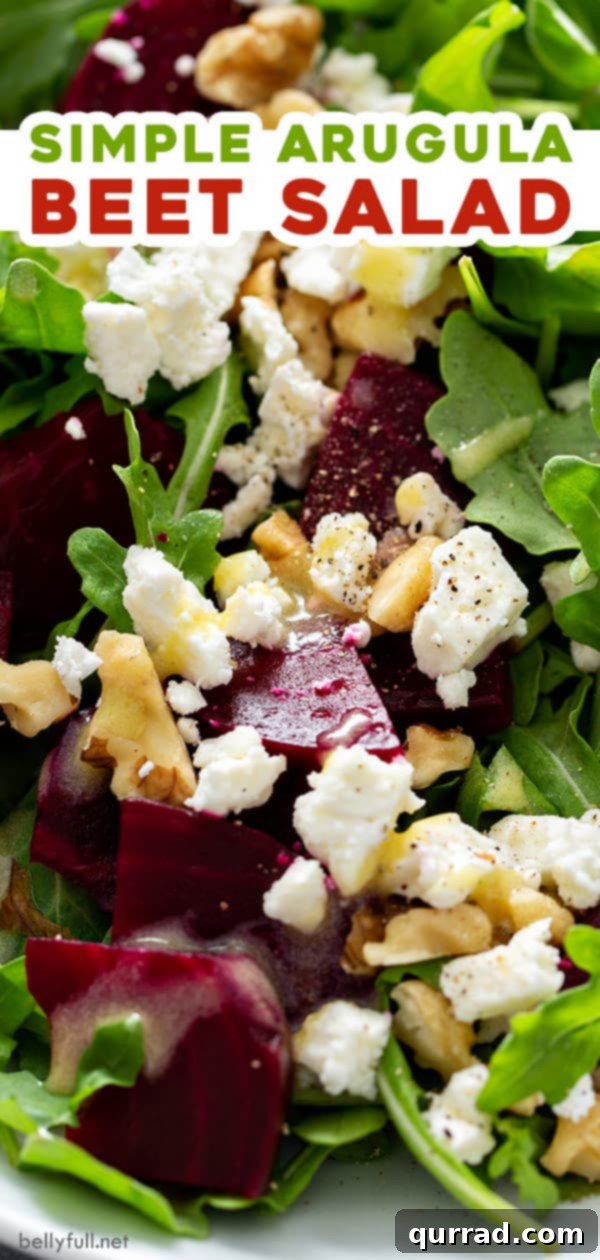 Long format image for Pinterest featuring Arugula Beet Salad, perfect for saving and sharing