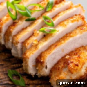 sliced golden panko crusted pork cutlet
