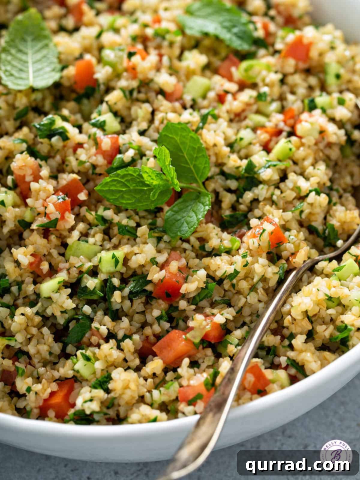 Bulgur wheat salad with tomatoes and cucumber