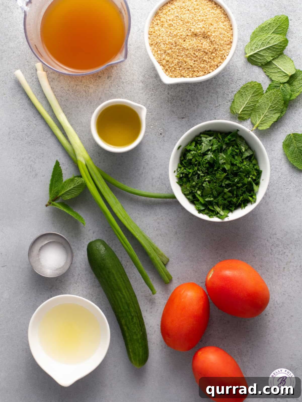 Ingredients for Tabbouleh salad