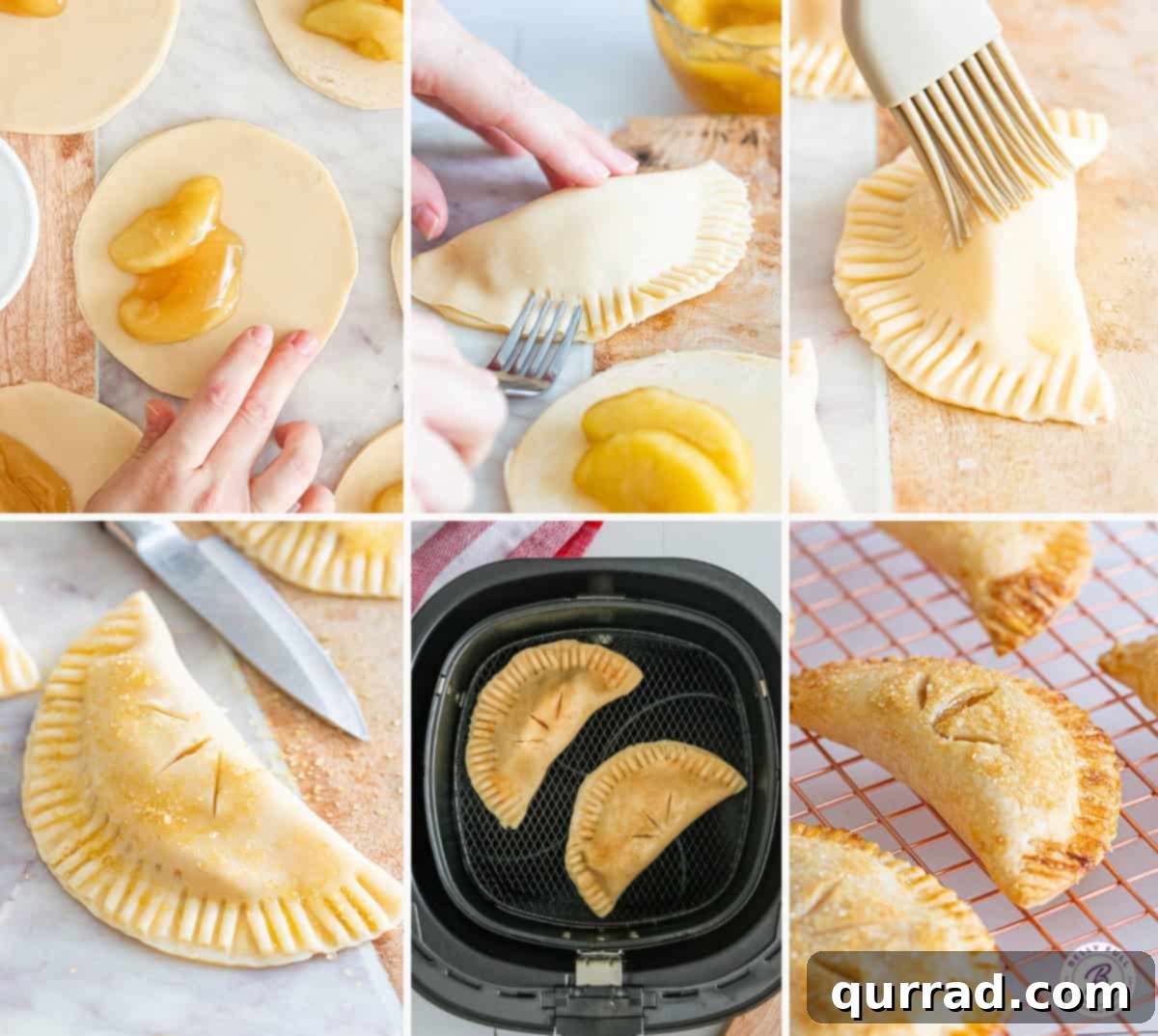 Golden Air Fryer Apple Turnovers 6 6 step by step images how to make Air Fryer Apple Hand Pies