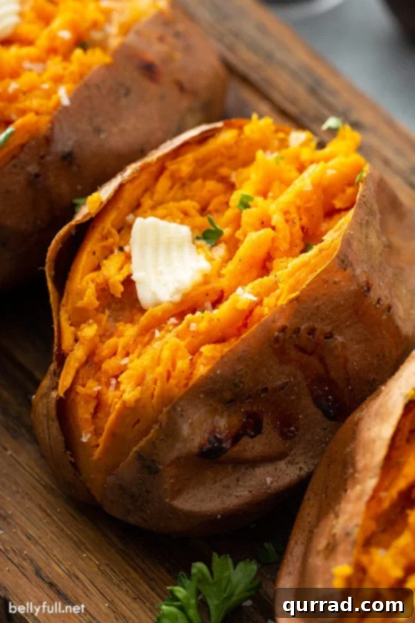 Sweet Potato Perfection 5 oven bake sweet potato with butter on cutting board