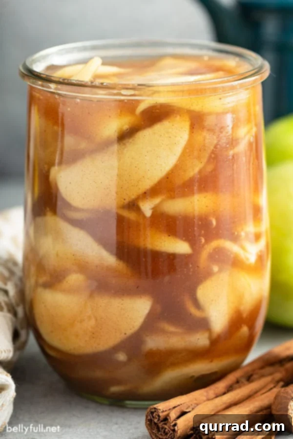 Effortless Homemade Apple Pie Filling 2 straight on picture of jarred apple pie filling