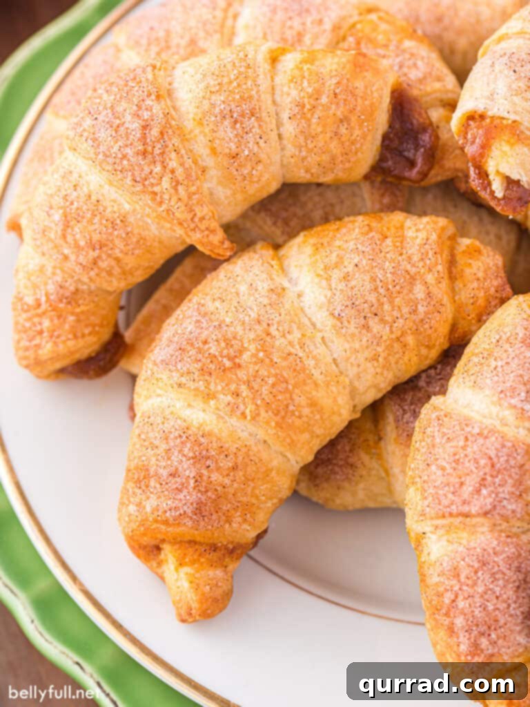 close up baked pumpkin pecan crescent roll with cinnamon and sugar