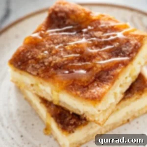 cheesecake bars with cinnamon-sugar crust and drizzled honey