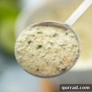 close up tablespoon of Homemade Ranch Seasoning