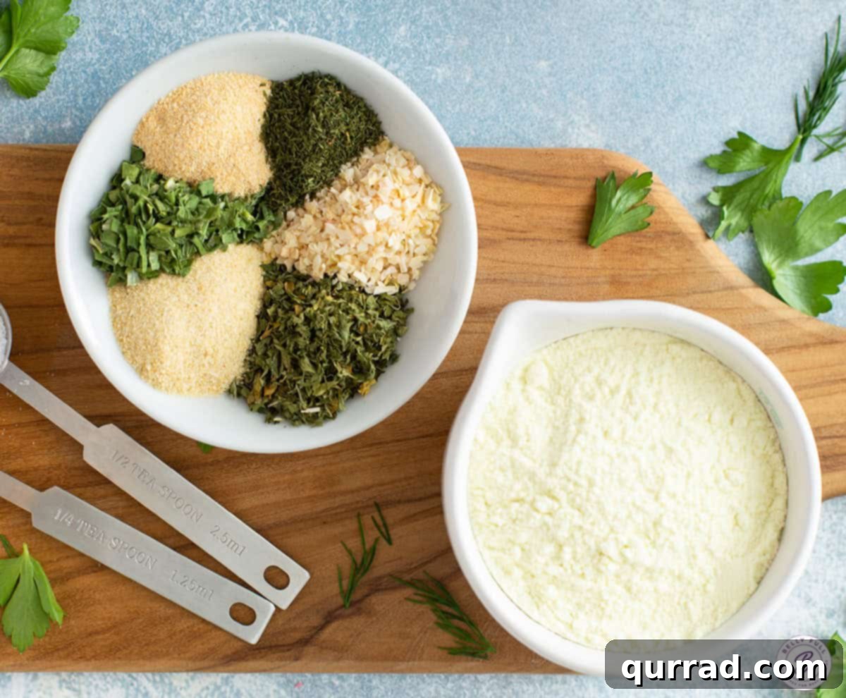 Craft Your Own Ranch Seasoning 5 ingredients for Homemade Ranch Seasoning in mixing bowl