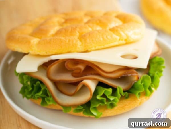 cloud bread deli ham sandwich