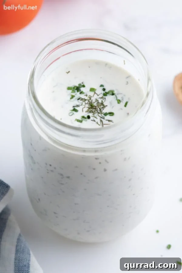 homemade ranch dressing in a jar