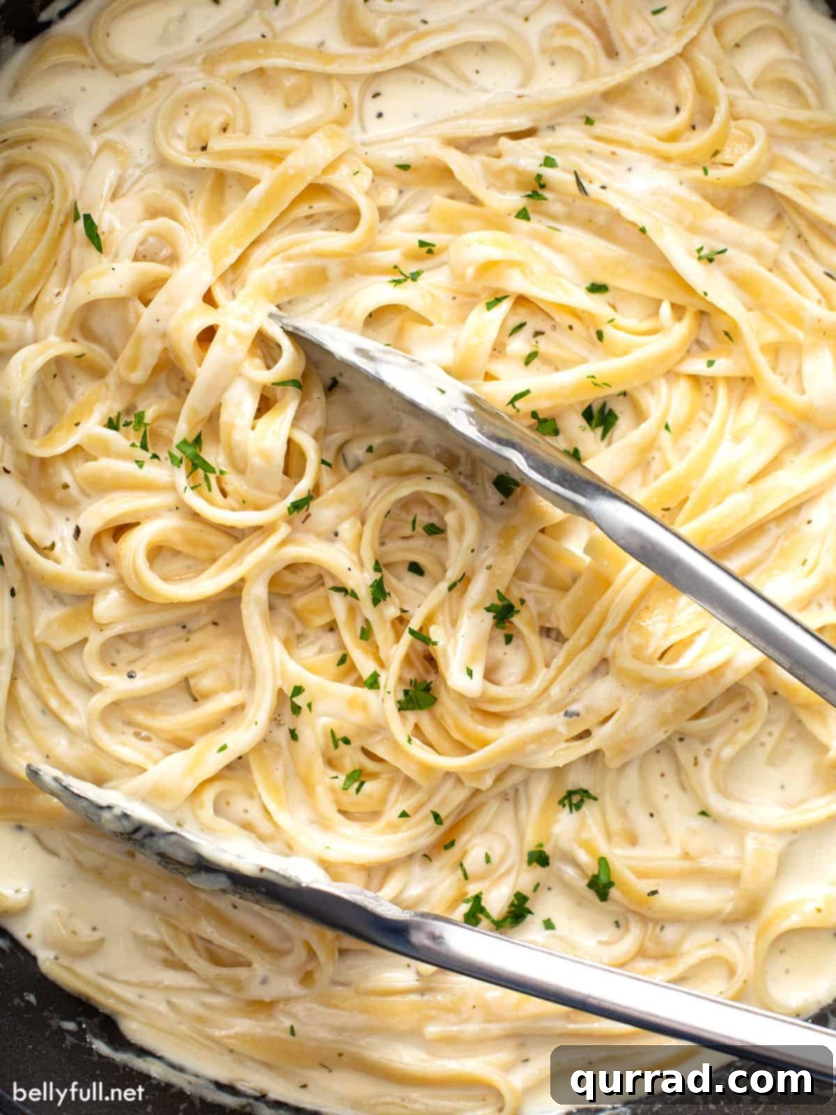 Ultimate Chicken Alfredo 5 close up of Fettuccine pasta in alfredo sauce