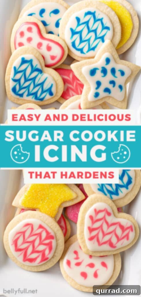 Flawless Sugar Cookie Icing 7 pin for sugar cookie icing, a visual summary of the easy sugar cookie icing recipe
