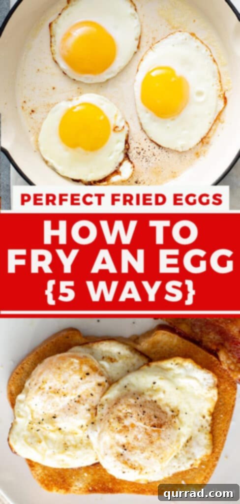 Pinterest graphic for perfect fried eggs recipe