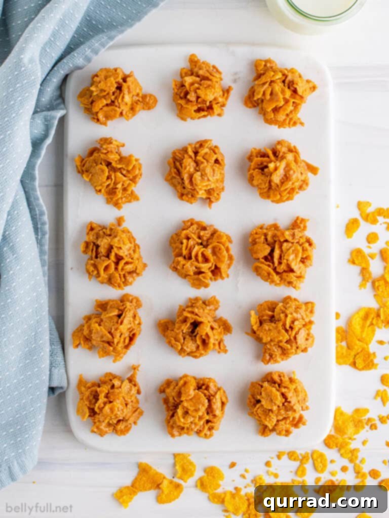 Crispy Cornflake Treats 3 15 mounds of Cornflake Marshmallow Cookies on cutting board