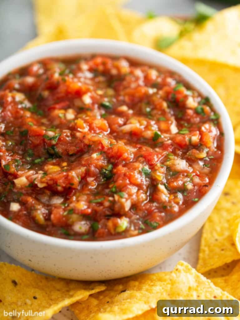 Restaurant Style Salsa in white bowl