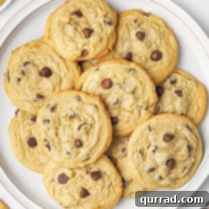 Soft and Chewy Chocolate Chip Pudding Cookies 6 plate full of chocolate chip cookies