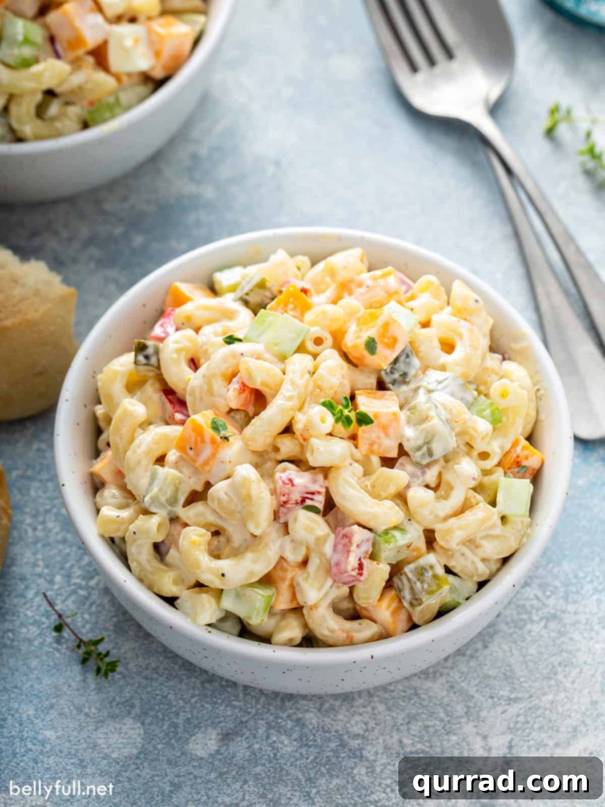 Perfect Picnic Macaroni Salad 5 A single serving dish of creamy classic macaroni salad