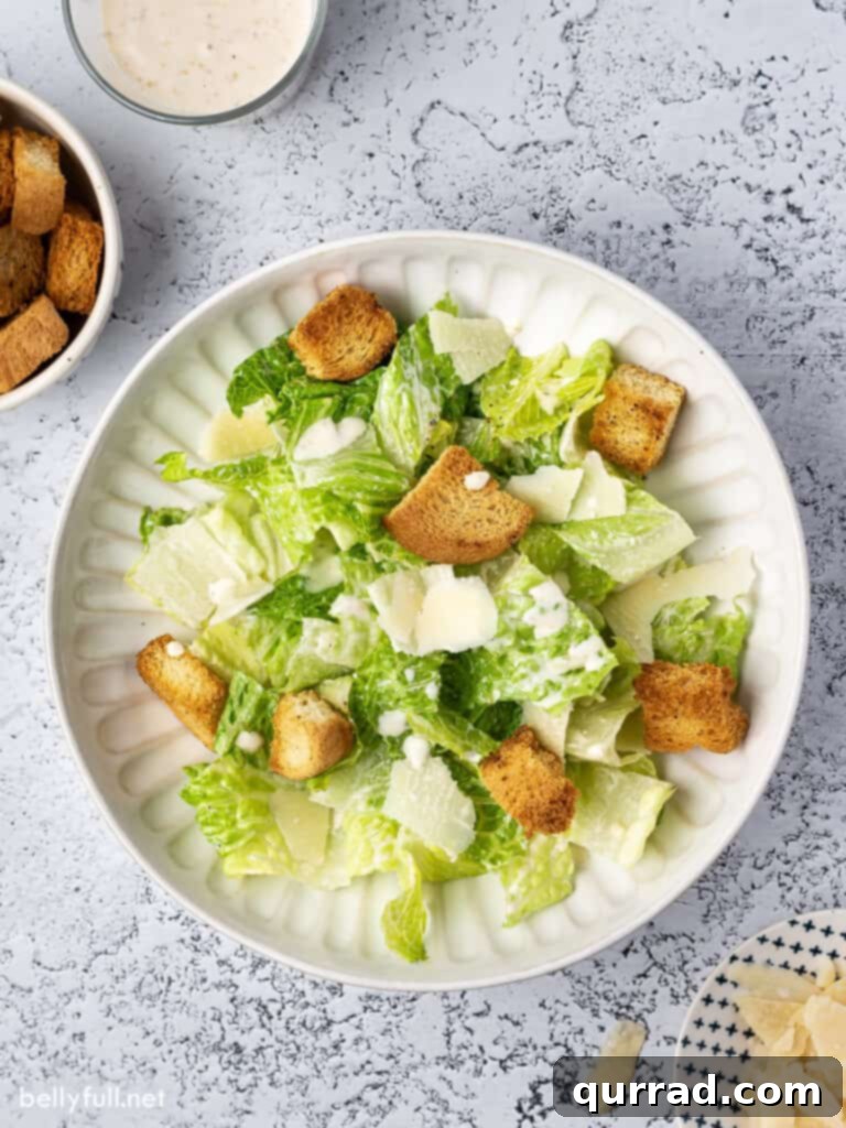 Imperial Romaine Delight 2 overhead Caesar Salad on white plate