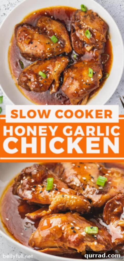 Sweet and Sticky Honey Garlic Chicken 6 pin for slow cooker honey garlic chicken recipe