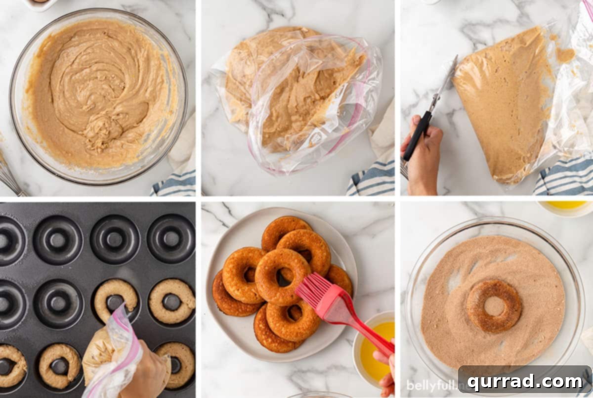 Process shots of making apple cider donuts