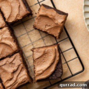 Velvet Chocolate Mayonnaise Cake 6 overhead sliced squares of frosted chocolate cake on wire rack