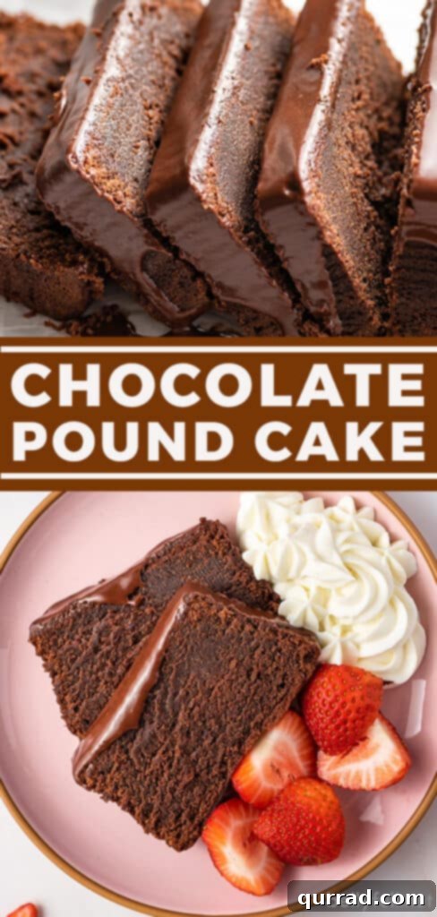 A Pinterest-friendly graphic for chocolate pound cake recipe, perfect for sharing and saving ideas.
