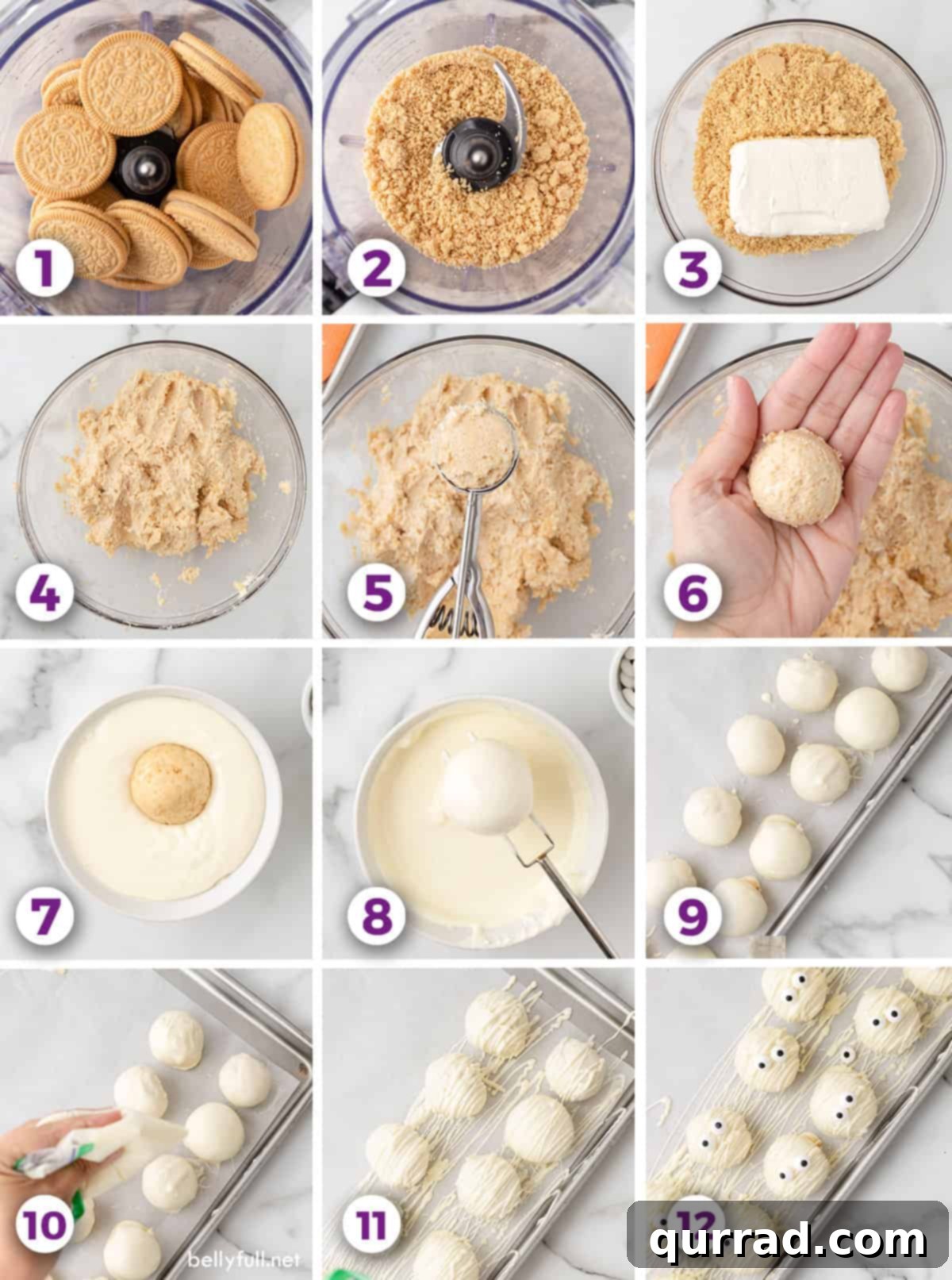 Mummy Oreo Truffles 3 12 process shots of how to make oreo balls