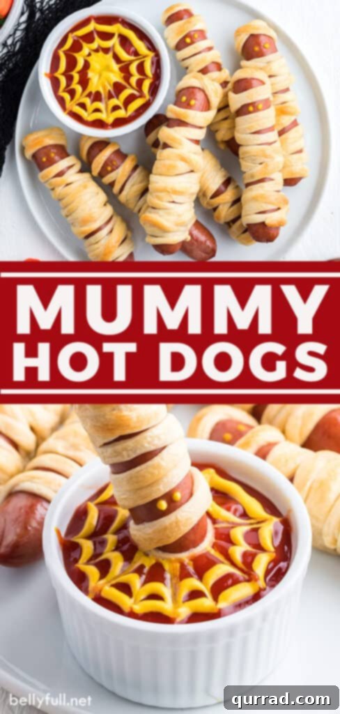 Frank-N-Mummies 6 Two image pin displaying the mummy hot dogs recipe, perfect for sharing on social media